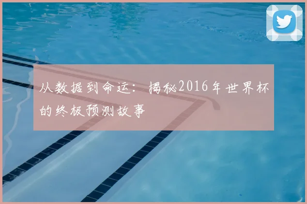 从数据到命运：揭秘2016年世界杯的终极预测故事